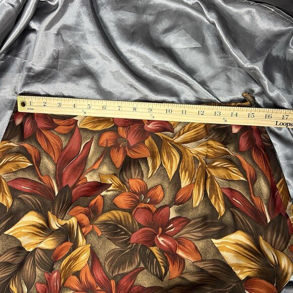 Y2K Vintage Dana Buchman 100% Silk Midi Skirt 14 Petite Fall Leaves Floral Mesh - Picture 10 of 12
